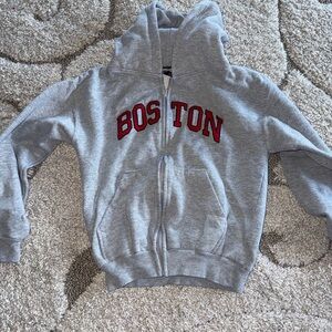 Gray Kids Hoodie with Boston Print
